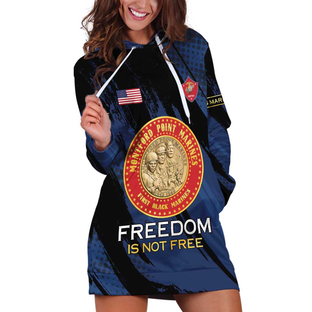 Personalized Proud to Honor Montford Point Marines Hoodie Dress Freedom Is Not Free - Blue - Wonder Print Shop