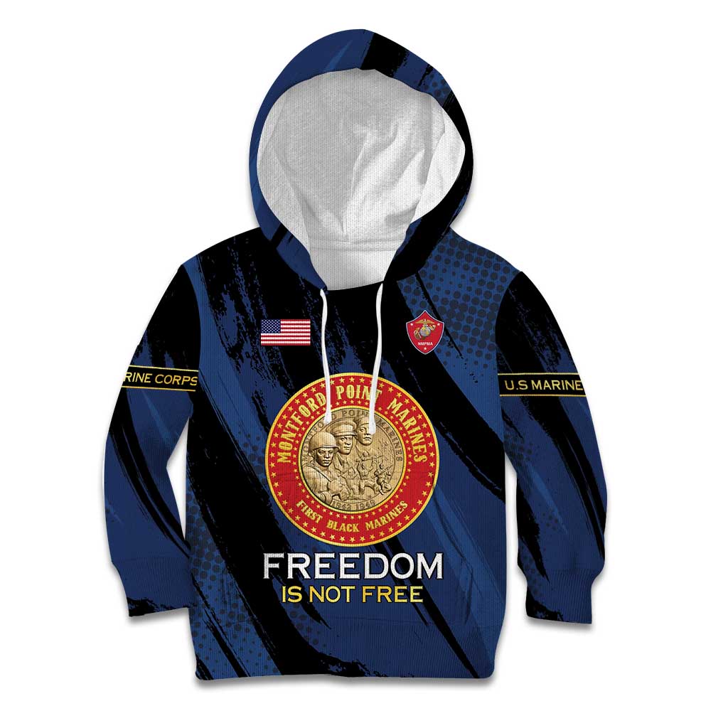 Personalized Proud to Honor Montford Point Marines Kid Hoodie Freedom Is Not Free - Blue - Wonder Print Shop