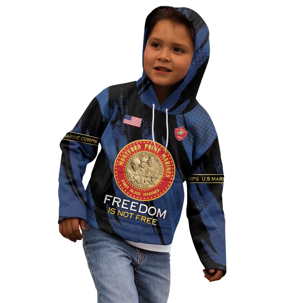 Personalized Proud to Honor Montford Point Marines Kid Hoodie Freedom Is Not Free - Blue - Wonder Print Shop
