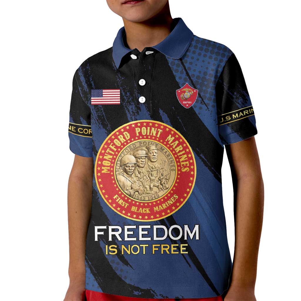 Personalized Proud to Honor Montford Point Marines Kid Polo Shirt Freedom Is Not Free - Blue - Wonder Print Shop
