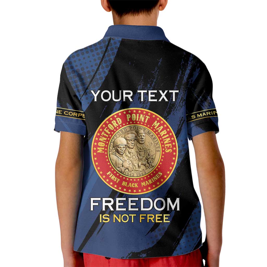Personalized Proud to Honor Montford Point Marines Kid Polo Shirt Freedom Is Not Free - Blue - Wonder Print Shop