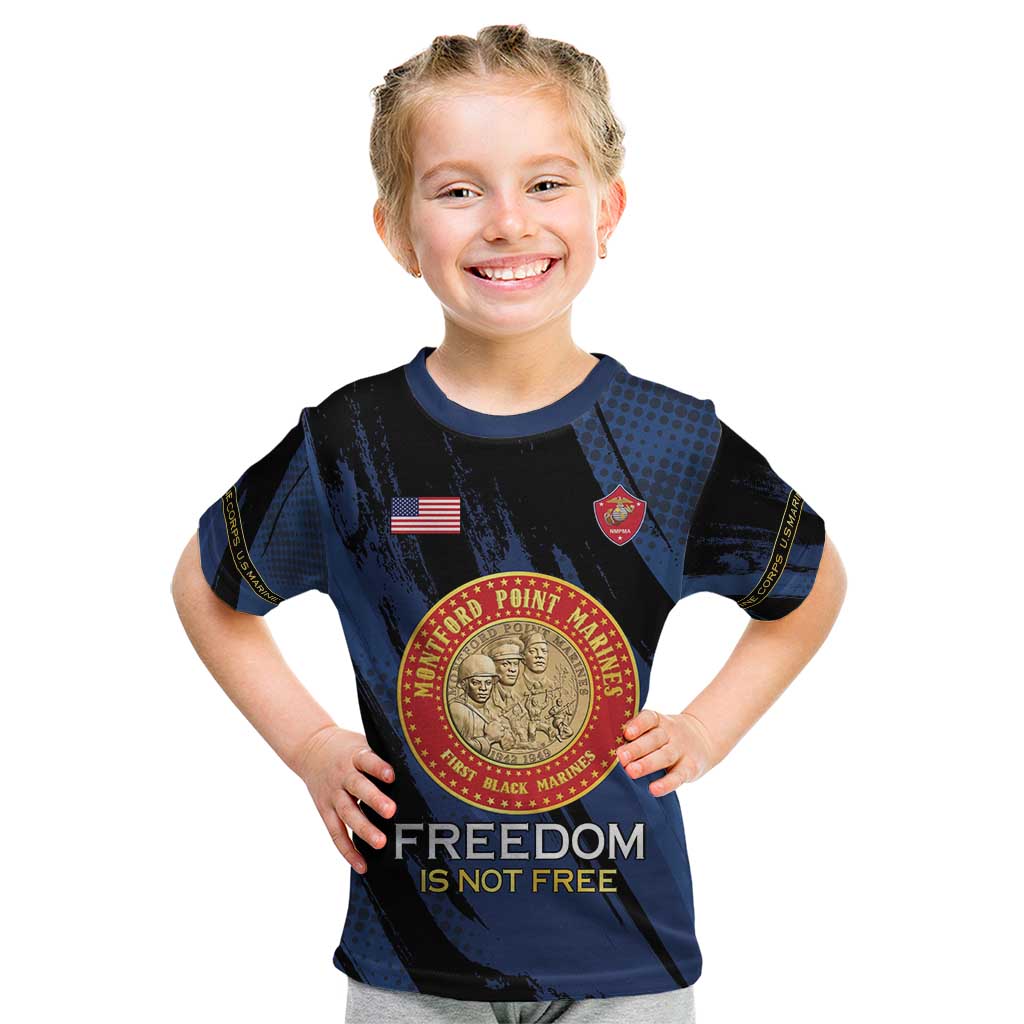 Personalized Proud to Honor Montford Point Marines Kid T Shirt Freedom Is Not Free - Blue - Wonder Print Shop