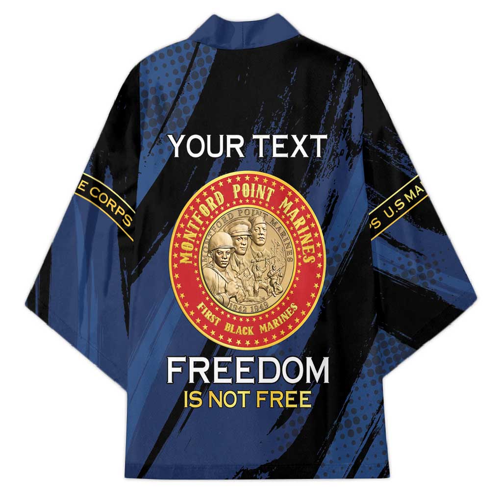 Personalized Proud to Honor Montford Point Marines Kimono Freedom Is Not Free - Blue - Wonder Print Shop