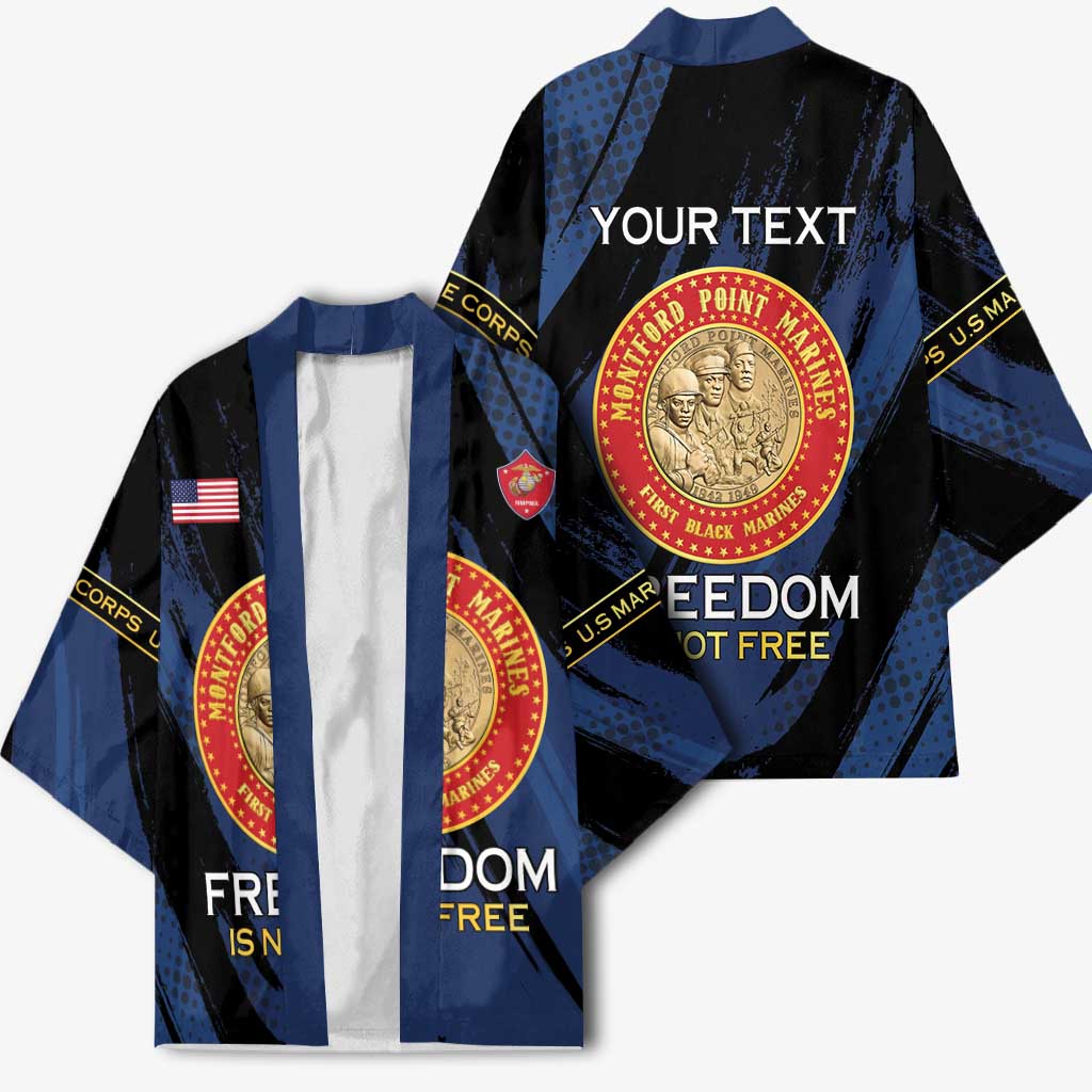Personalized Proud to Honor Montford Point Marines Kimono Freedom Is Not Free - Blue - Wonder Print Shop