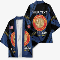 Personalized Proud to Honor Montford Point Marines Kimono Freedom Is Not Free - Blue - Wonder Print Shop