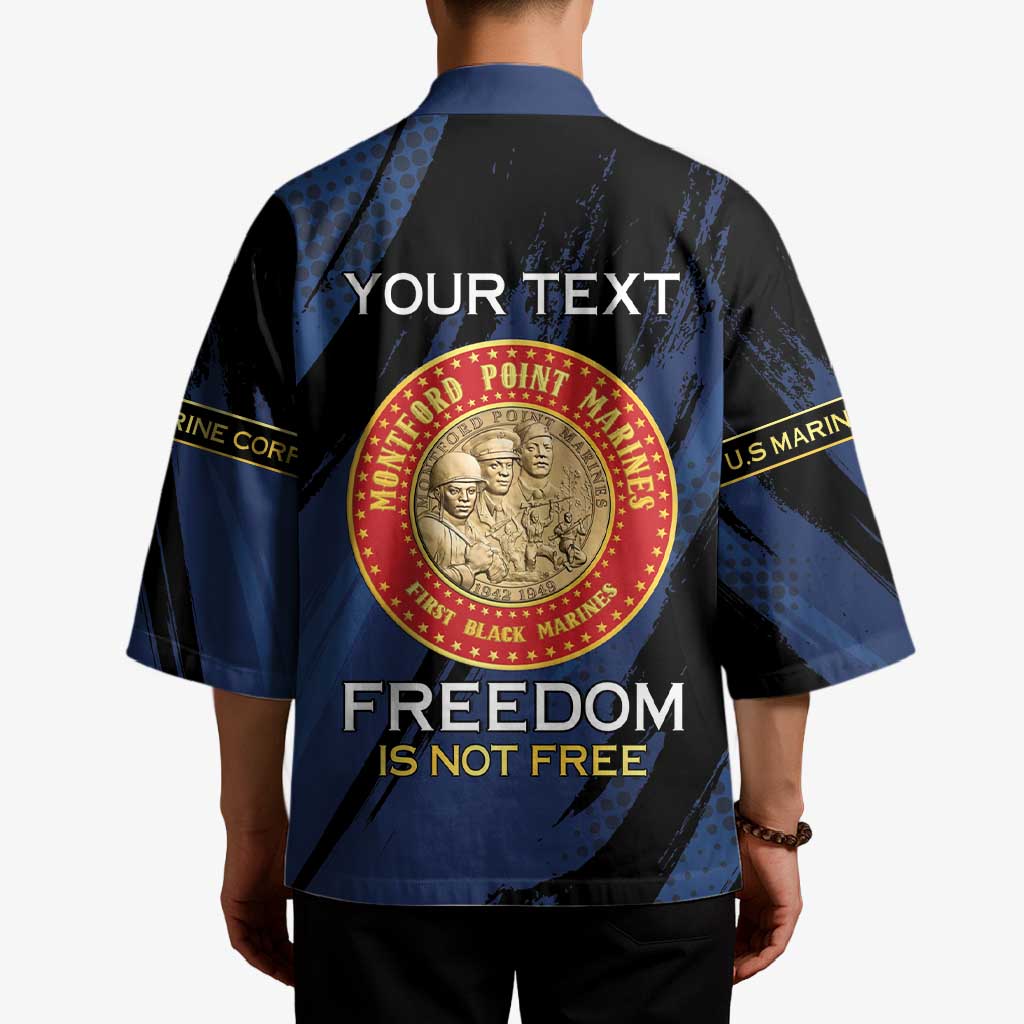 Personalized Proud to Honor Montford Point Marines Kimono Freedom Is Not Free - Blue - Wonder Print Shop