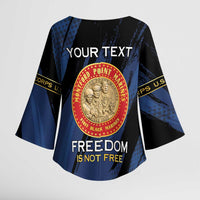 Personalized Proud to Honor Montford Point Marines Kimono Sleeve Blouse Freedom Is Not Free - Blue - Wonder Print Shop