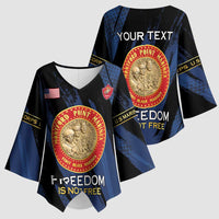 Personalized Proud to Honor Montford Point Marines Kimono Sleeve Blouse Freedom Is Not Free - Blue - Wonder Print Shop