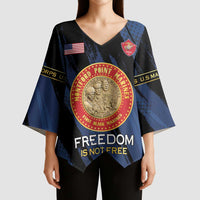 Personalized Proud to Honor Montford Point Marines Kimono Sleeve Blouse Freedom Is Not Free - Blue - Wonder Print Shop