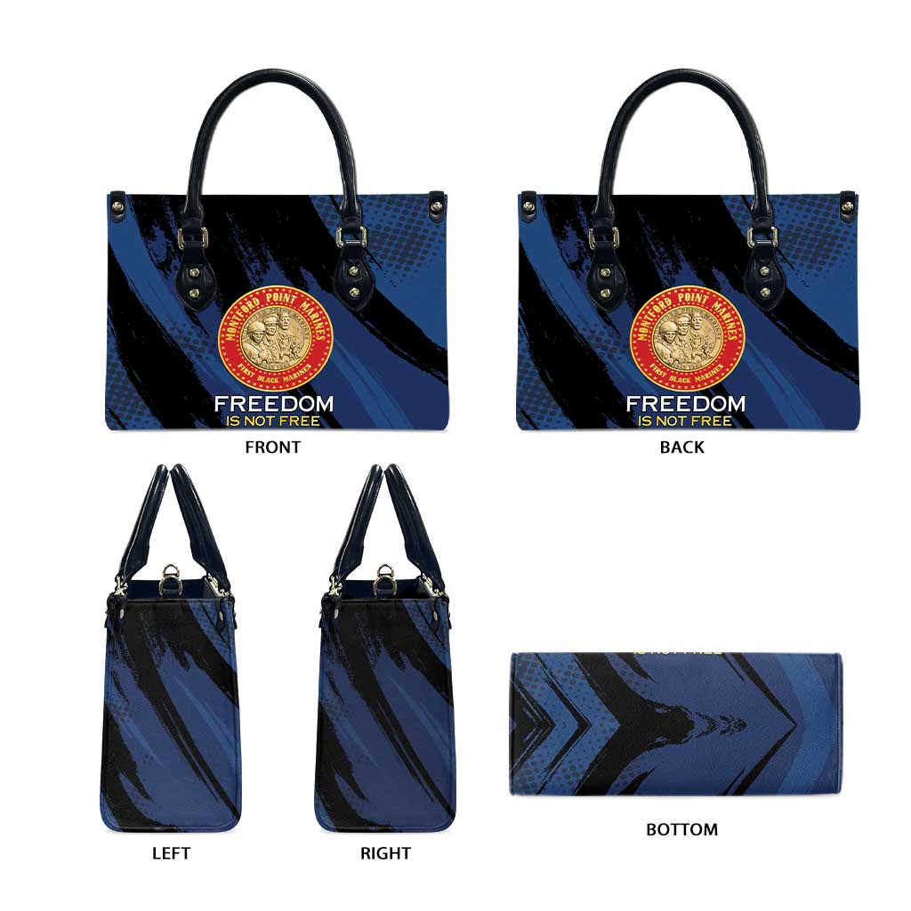 Proud to Honor Montford Point Marines Leather Bag Freedom Is Not Free - Blue - Wonder Print Shop