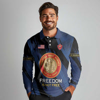 Personalized Proud to Honor Montford Point Marines Long Sleeve Polo Shirt Freedom Is Not Free - Blue - Wonder Print Shop