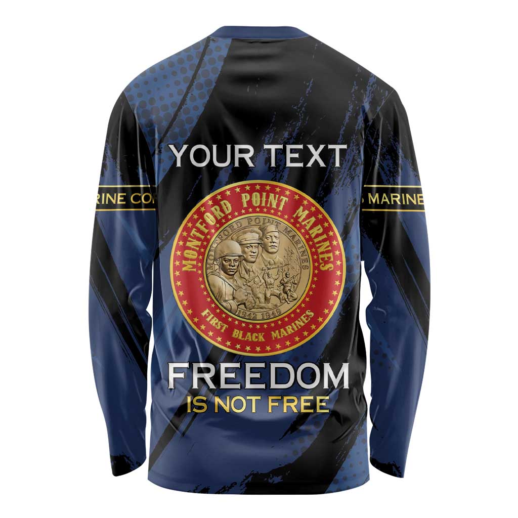 Personalized Proud to Honor Montford Point Marines Long Sleeve Shirt Freedom Is Not Free - Blue - Wonder Print Shop