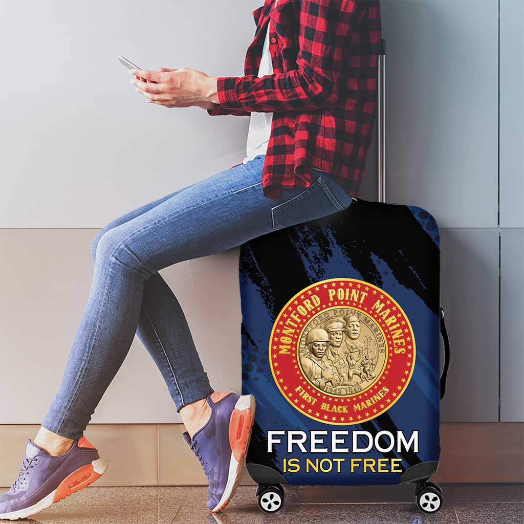 Proud to Honor Montford Point Marines Luggage Cover Freedom Is Not Free - Blue - Wonder Print Shop