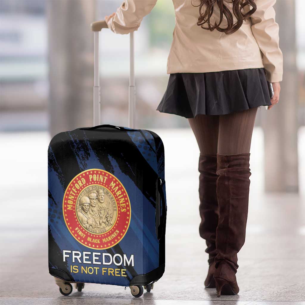 Proud to Honor Montford Point Marines Luggage Cover Freedom Is Not Free - Blue - Wonder Print Shop