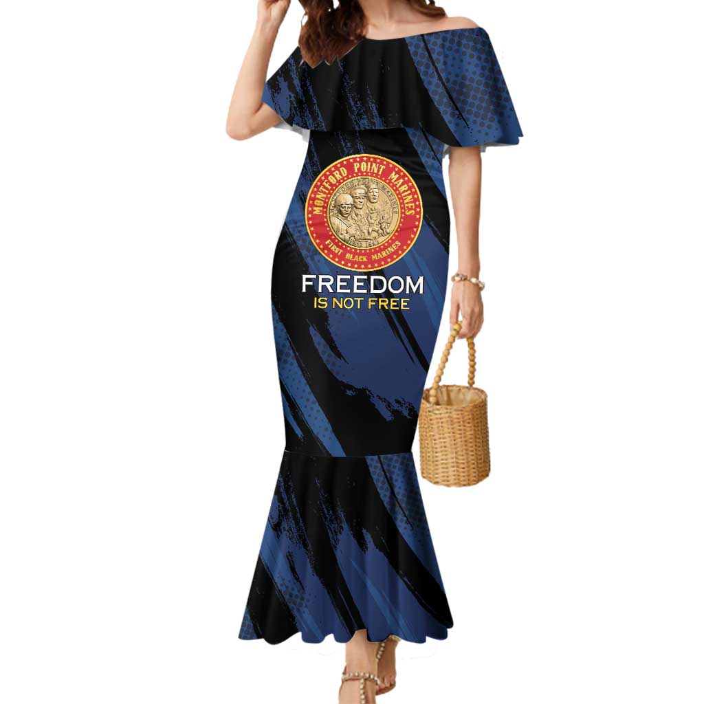 Personalized Proud to Honor Montford Point Marines Mermaid Dress Freedom Is Not Free - Blue - Wonder Print Shop