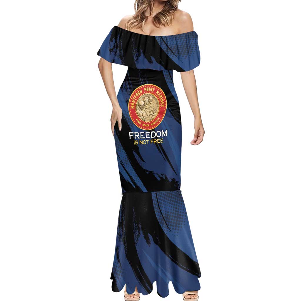 Personalized Proud to Honor Montford Point Marines Mermaid Dress Freedom Is Not Free - Blue - Wonder Print Shop