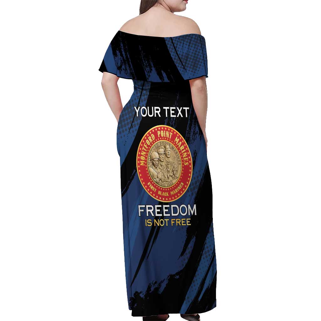 Personalized Proud to Honor Montford Point Marines Off Shoulder Maxi Dress Freedom Is Not Free - Blue - Wonder Print Shop