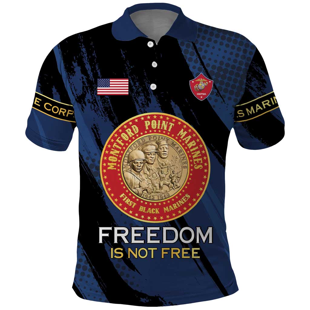 Personalized Proud to Honor Montford Point Marines Polo Shirt Freedom Is Not Free - Blue - Wonder Print Shop