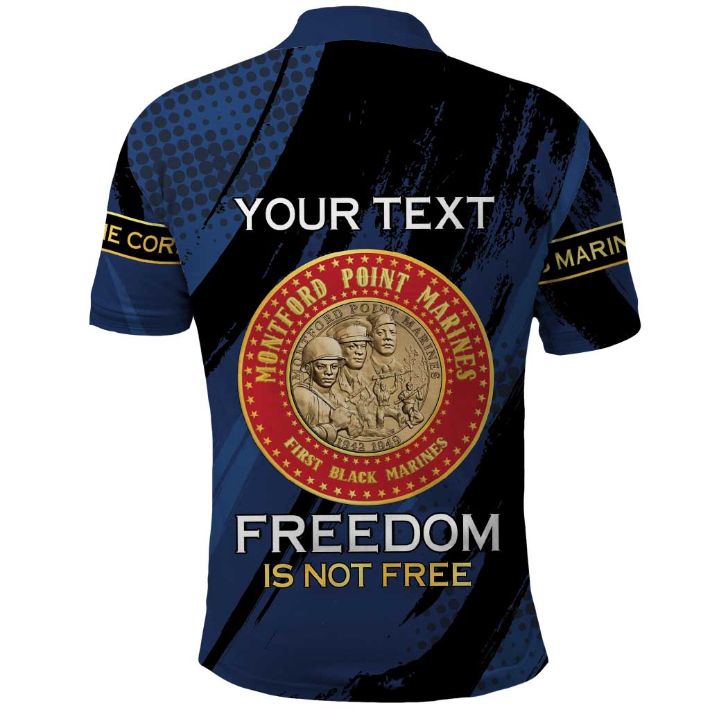 Personalized Proud to Honor Montford Point Marines Polo Shirt Freedom Is Not Free - Blue - Wonder Print Shop