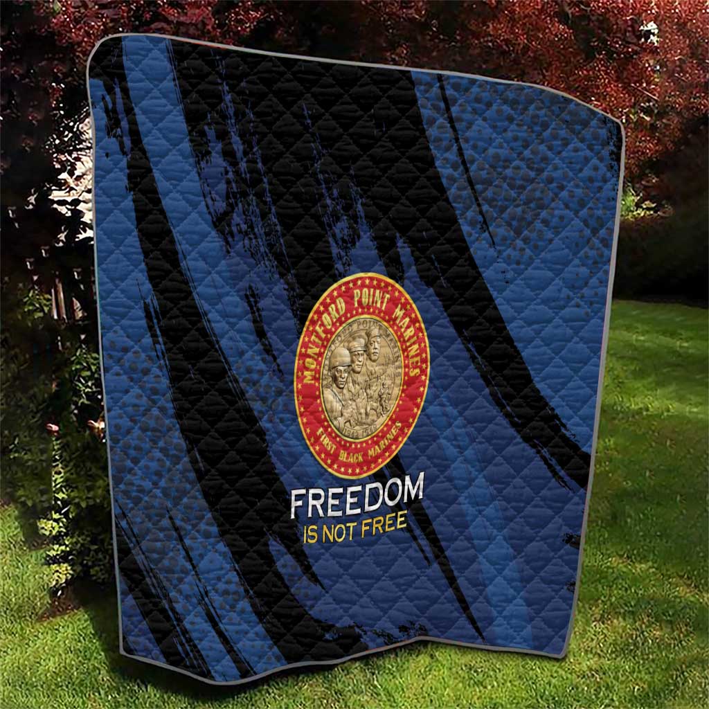 Proud to Honor Montford Point Marines Quilt Freedom Is Not Free - Blue - Wonder Print Shop