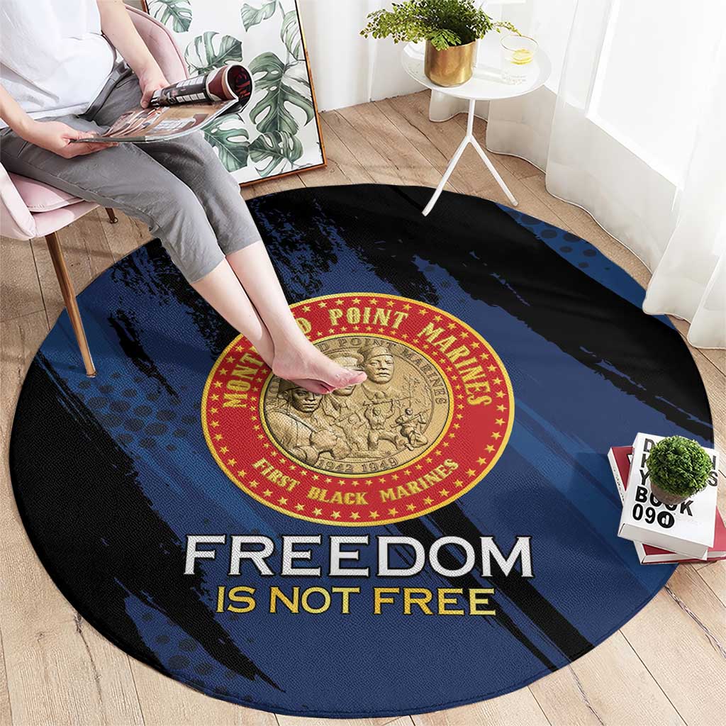 Proud to Honor Montford Point Marines Round Carpet Freedom Is Not Free - Blue - Wonder Print Shop