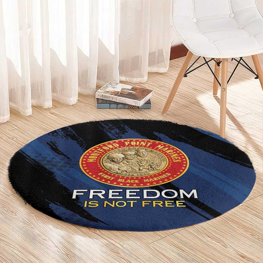 Proud to Honor Montford Point Marines Round Carpet Freedom Is Not Free - Blue - Wonder Print Shop
