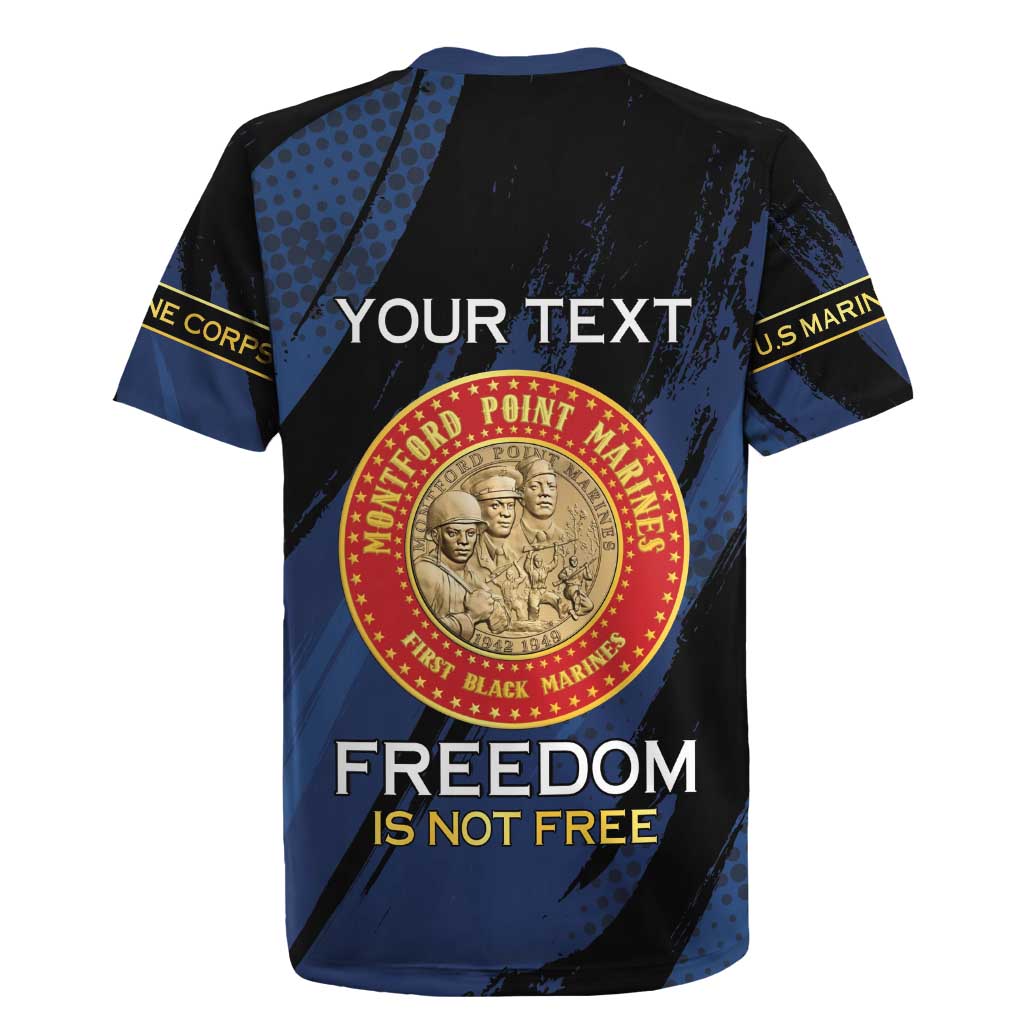 Personalized Proud to Honor Montford Point Marines Rugby Jersey Freedom Is Not Free - Blue - Wonder Print Shop