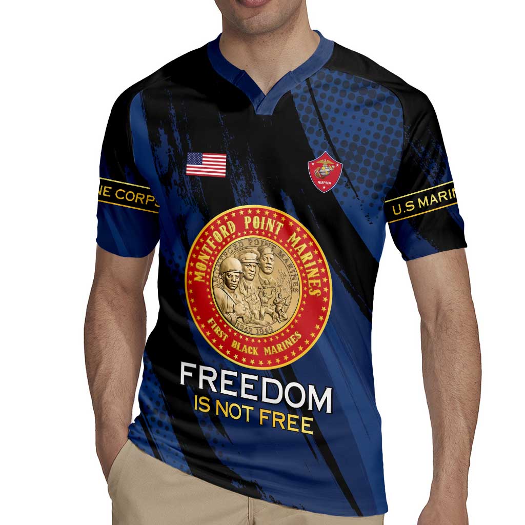 Personalized Proud to Honor Montford Point Marines Rugby Jersey Freedom Is Not Free - Blue - Wonder Print Shop