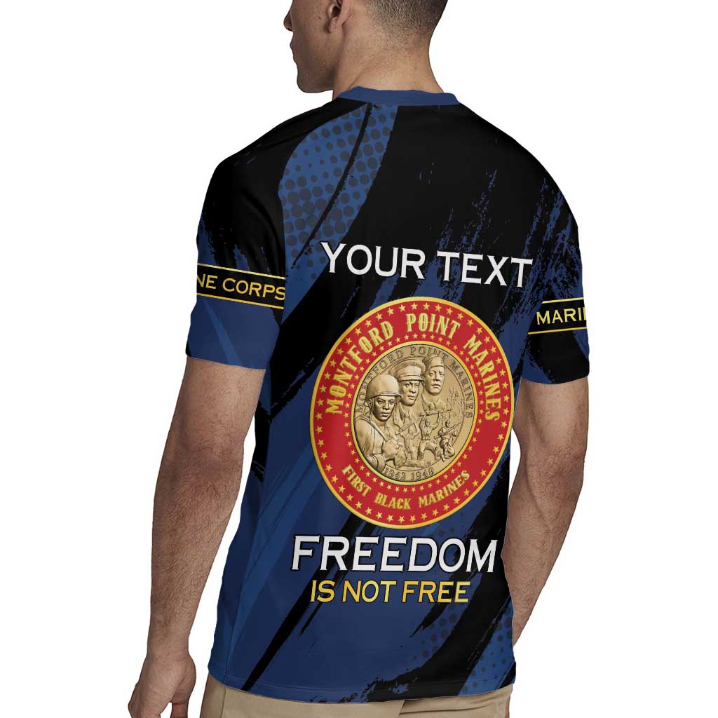 Personalized Proud to Honor Montford Point Marines Rugby Jersey Freedom Is Not Free - Blue - Wonder Print Shop