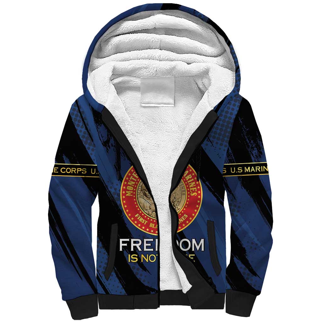 Personalized Proud to Honor Montford Point Marines Sherpa Hoodie Freedom Is Not Free - Blue - Wonder Print Shop
