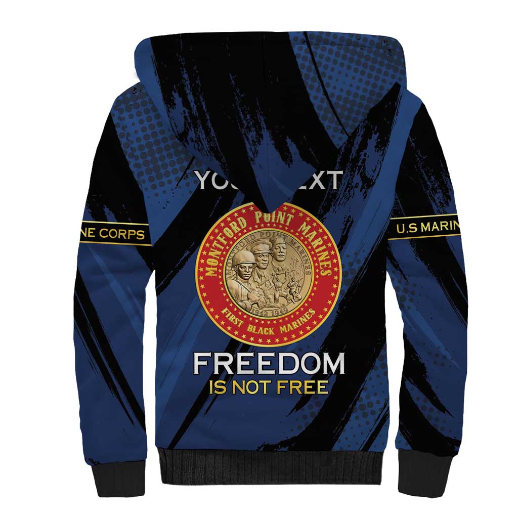 Personalized Proud to Honor Montford Point Marines Sherpa Hoodie Freedom Is Not Free - Blue - Wonder Print Shop