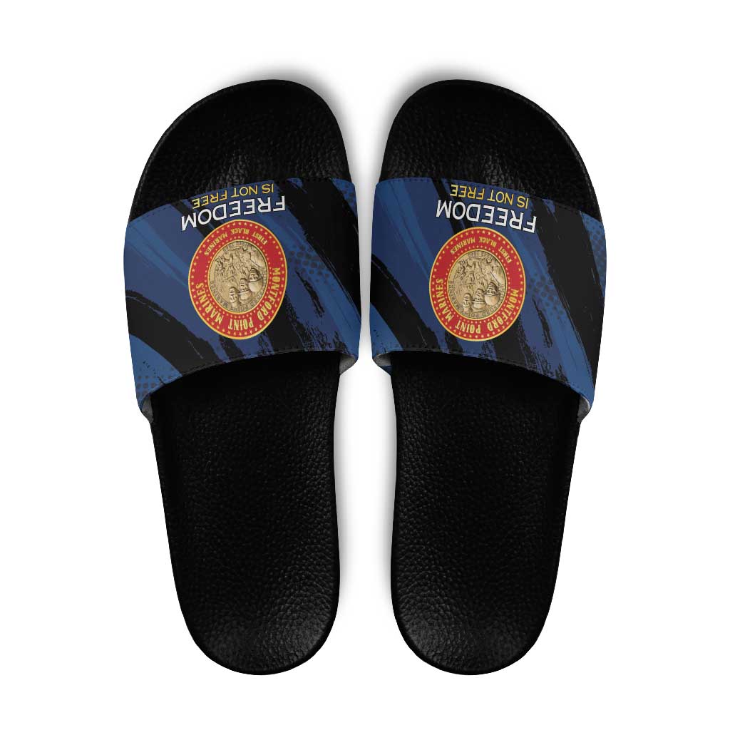 Proud to Honor Montford Point Marines Slide Sandals Freedom Is Not Free - Blue - Wonder Print Shop