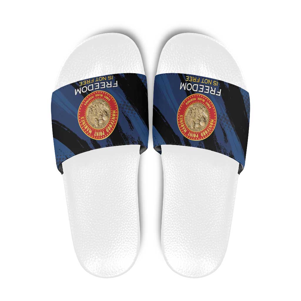 Proud to Honor Montford Point Marines Slide Sandals Freedom Is Not Free - Blue - Wonder Print Shop