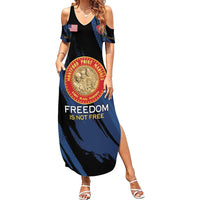 Personalized Proud to Honor Montford Point Marines Summer Maxi Dress Freedom Is Not Free - Blue - Wonder Print Shop