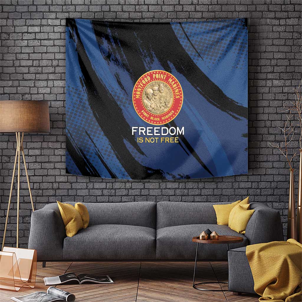 Proud to Honor Montford Point Marines Tapestry Freedom Is Not Free - Blue - Wonder Print Shop