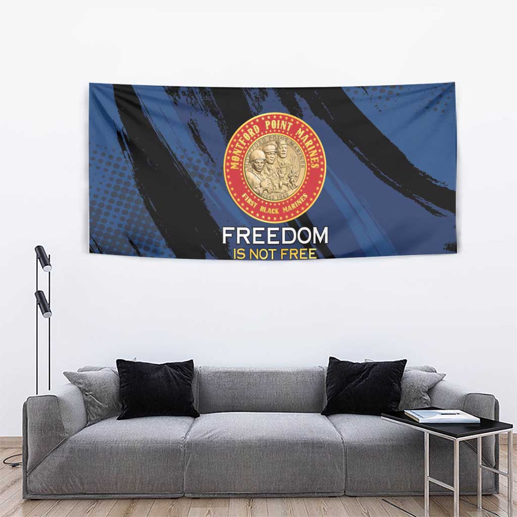 Proud to Honor Montford Point Marines Tapestry Freedom Is Not Free - Blue - Wonder Print Shop