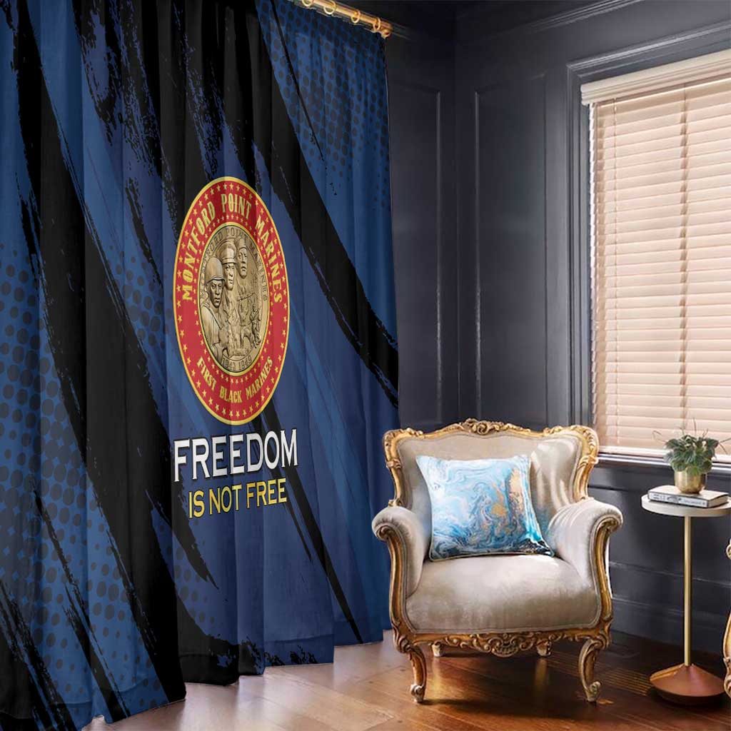 Proud to Honor Montford Point Marines Window Curtain Freedom Is Not Free - Blue - Wonder Print Shop