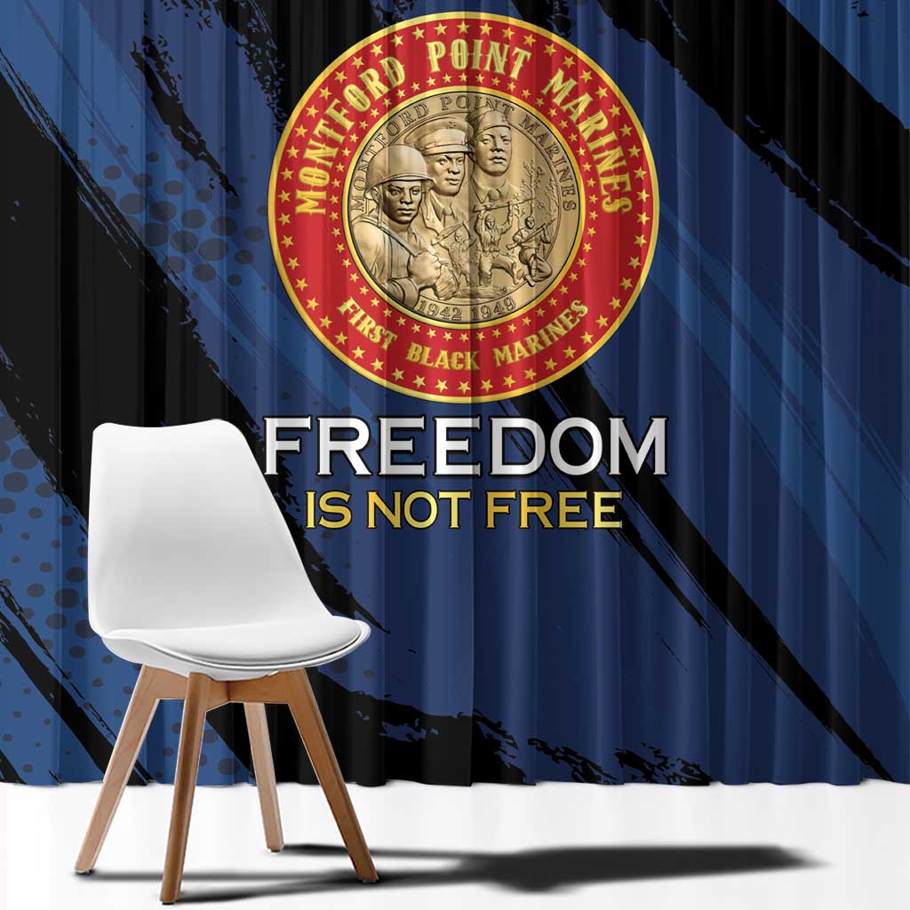 Proud to Honor Montford Point Marines Window Curtain Freedom Is Not Free - Blue - Wonder Print Shop