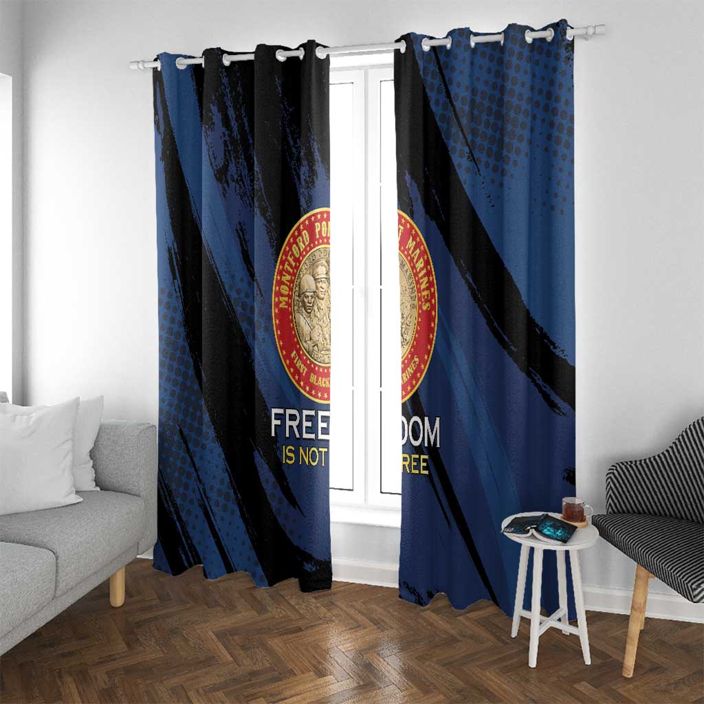 Proud to Honor Montford Point Marines Window Curtain Freedom Is Not Free - Blue - Wonder Print Shop