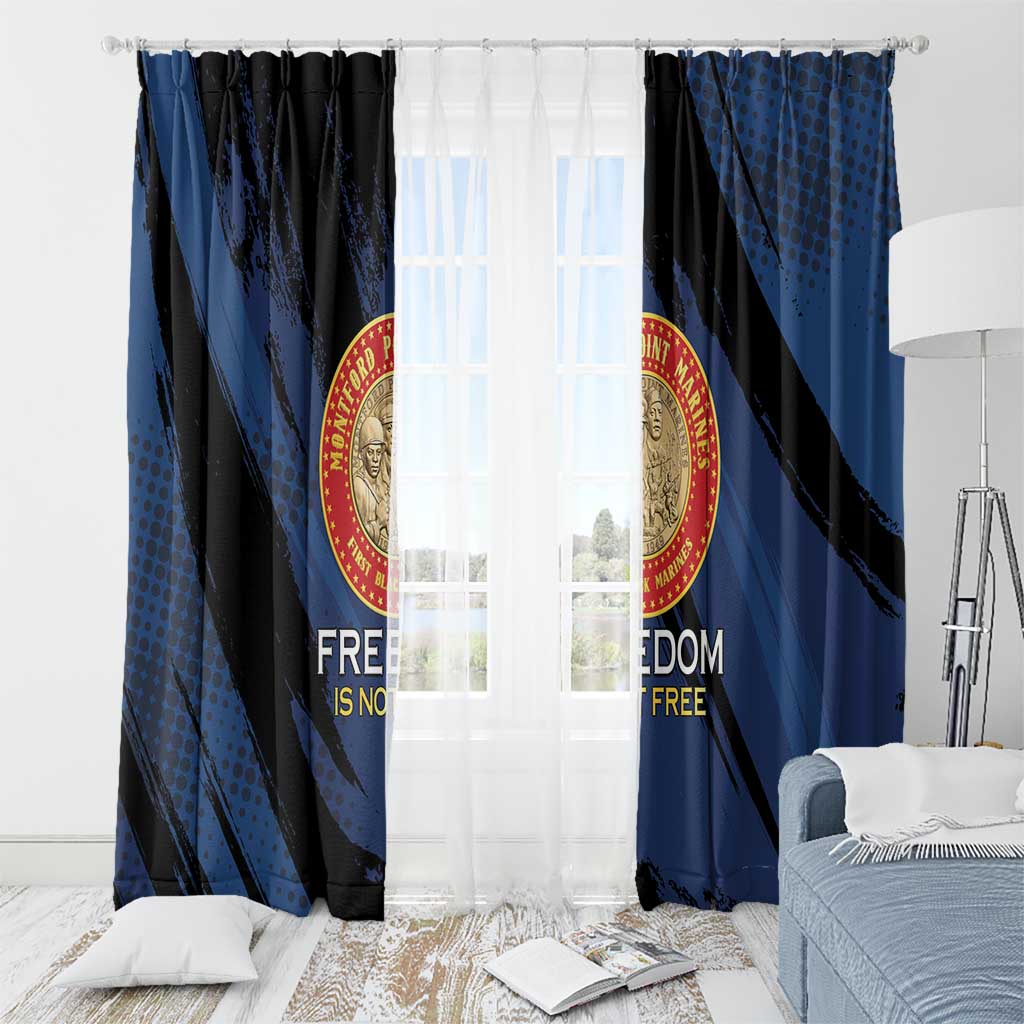 Proud to Honor Montford Point Marines Window Curtain Freedom Is Not Free - Blue - Wonder Print Shop