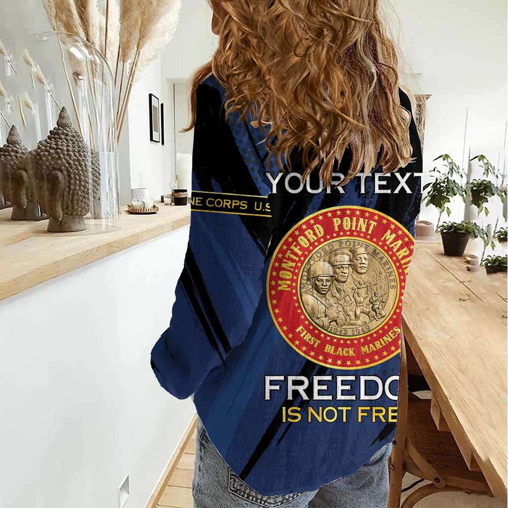 Personalized Proud to Honor Montford Point Marines Women Casual Shirt Freedom Is Not Free - Blue - Wonder Print Shop