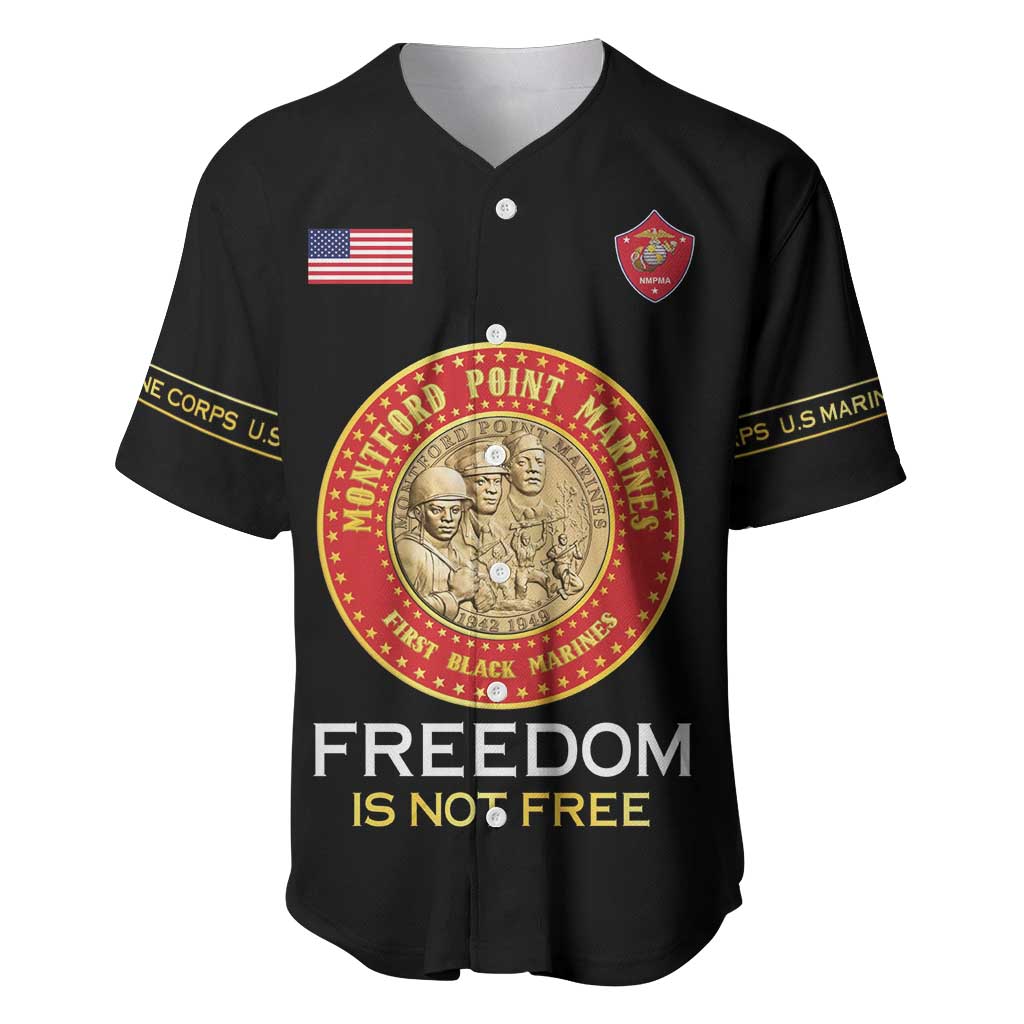 Personalized Proud to Honor Montford Point Marines Baseball Jersey Freedom Is Not Free - Black - Wonder Print Shop