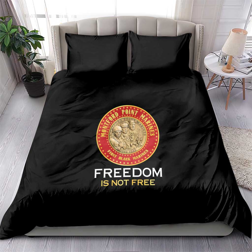Proud to Honor Montford Point Marines Bedding Set Freedom Is Not Free - Black - Wonder Print Shop