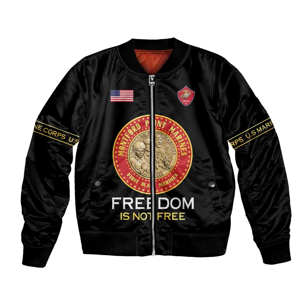 Personalized Proud to Honor Montford Point Marines Bomber Jacket Freedom Is Not Free - Black - Wonder Print Shop
