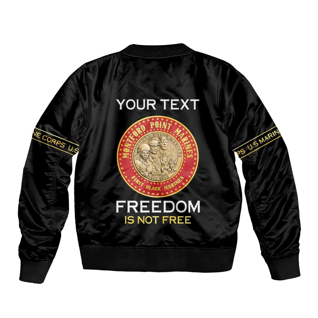 Personalized Proud to Honor Montford Point Marines Bomber Jacket Freedom Is Not Free - Black - Wonder Print Shop