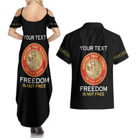 Personalized Proud to Honor Montford Point Marines Couples Matching Summer Maxi Dress and Hawaiian Shirt Freedom Is Not Free - Black - Wonder Print Shop