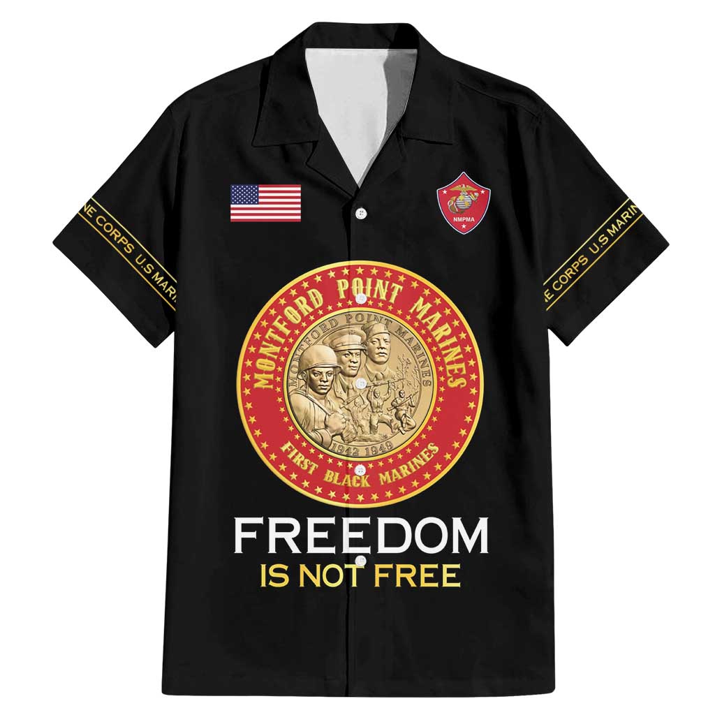 Personalized Proud to Honor Montford Point Marines Family Matching Mermaid Dress and Hawaiian Shirt Freedom Is Not Free - Black - Wonder Print Shop