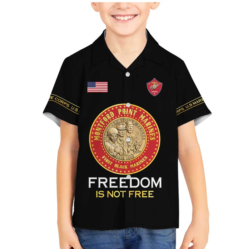 Personalized Proud to Honor Montford Point Marines Family Matching Mermaid Dress and Hawaiian Shirt Freedom Is Not Free - Black - Wonder Print Shop