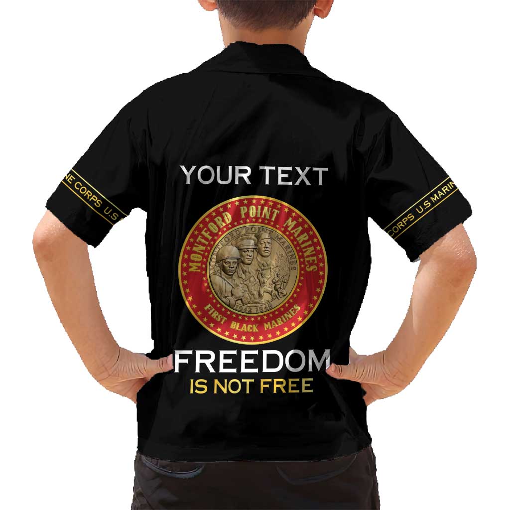 Personalized Proud to Honor Montford Point Marines Family Matching Off Shoulder Maxi Dress and Hawaiian Shirt Freedom Is Not Free - Black - Wonder Print Shop