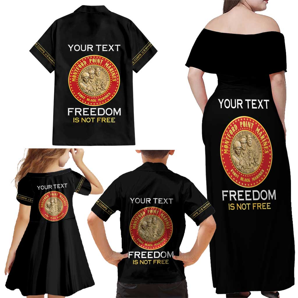 Personalized Proud to Honor Montford Point Marines Family Matching Off Shoulder Maxi Dress and Hawaiian Shirt Freedom Is Not Free - Black - Wonder Print Shop